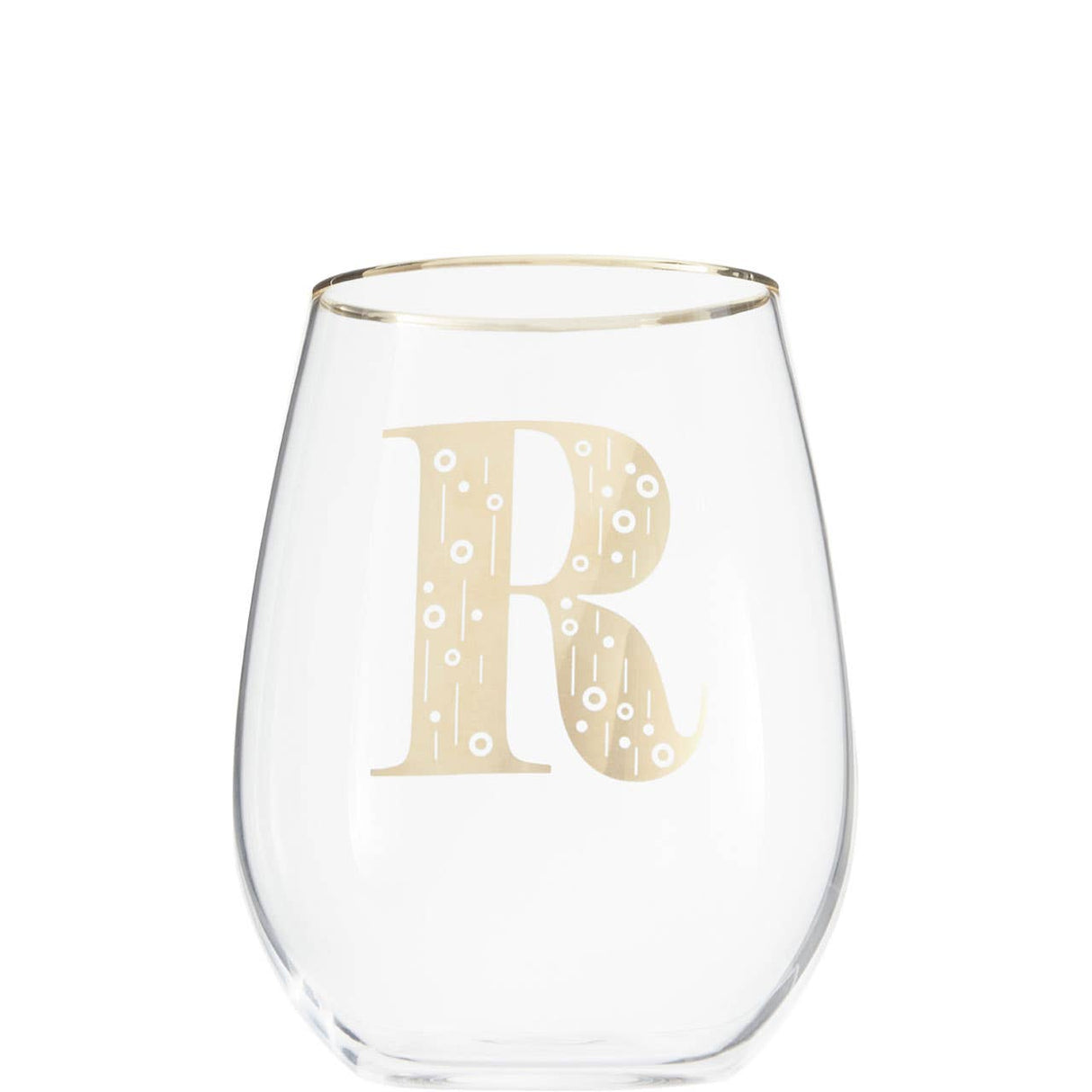 Letter R Stemless Wine Glass