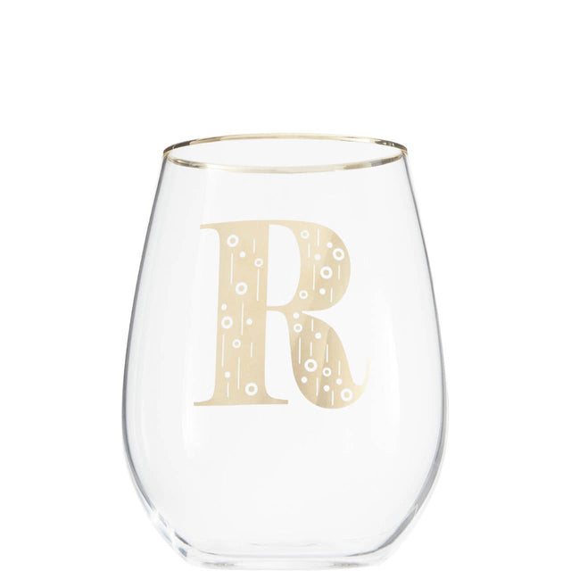 Letter R Stemless Wine Glass