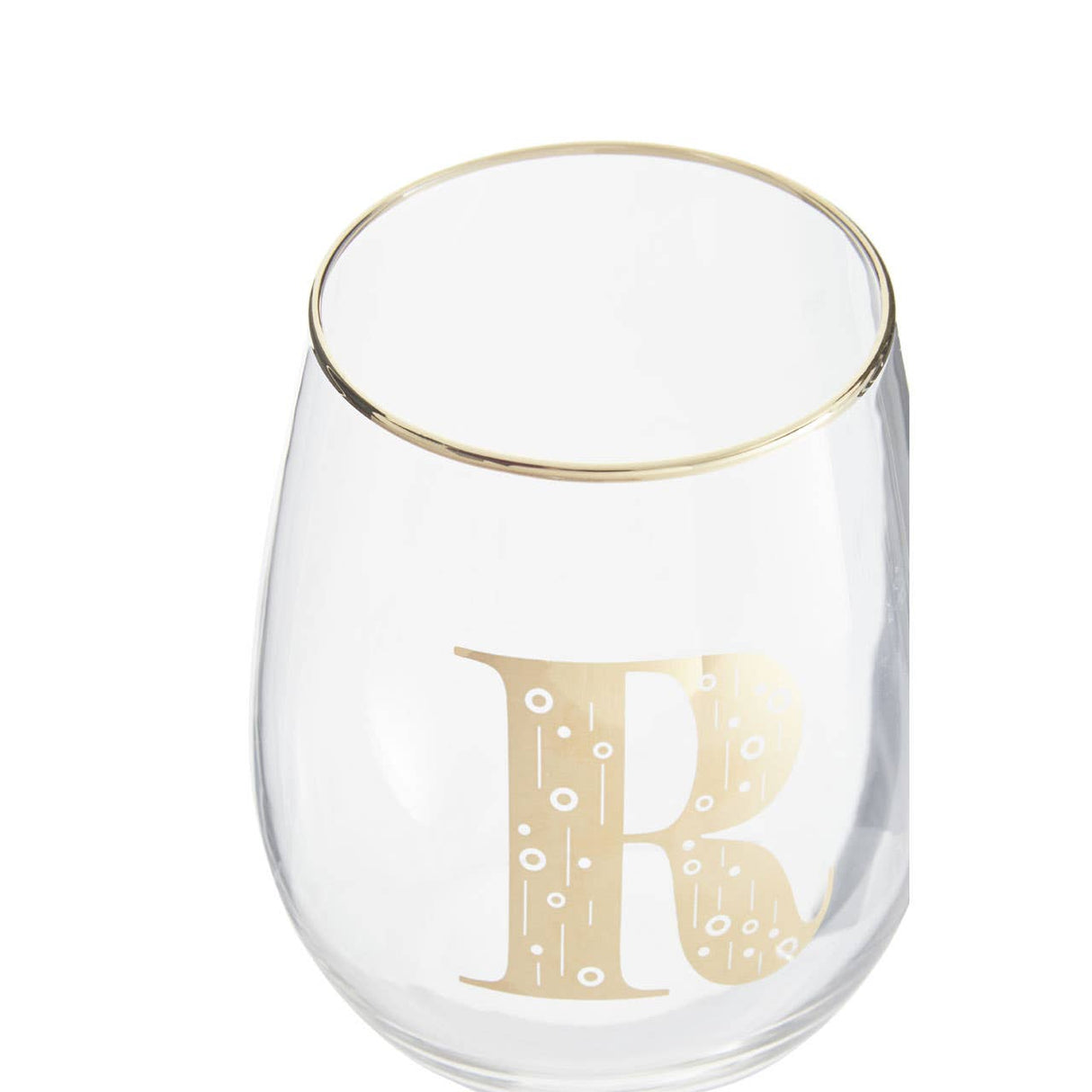 Letter R Stemless Wine Glass