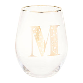 Letter M Stemless Wine Glass