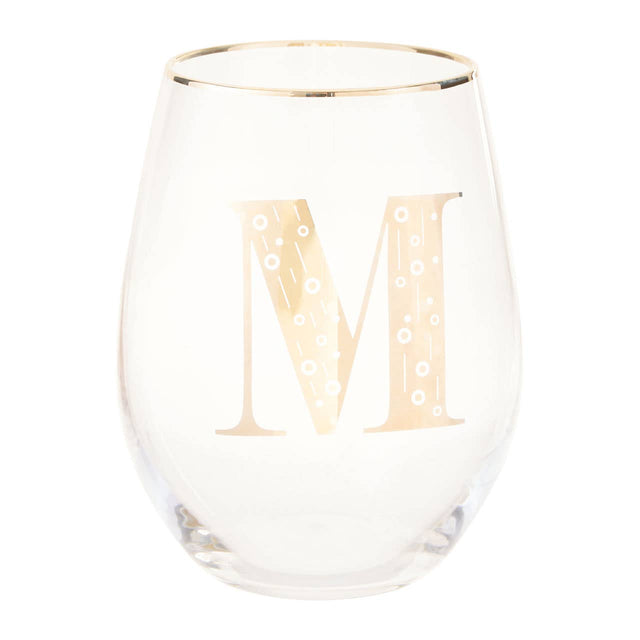 Letter M Stemless Wine Glass