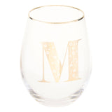 Letter M Stemless Wine Glass