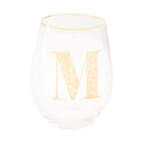 Letter M Stemless Wine Glass