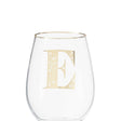 Letter E Stemless Wine Glass