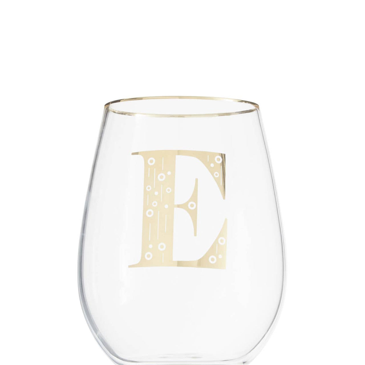 Letter E Stemless Wine Glass