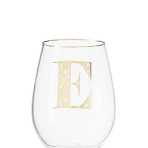 Letter E Stemless Wine Glass
