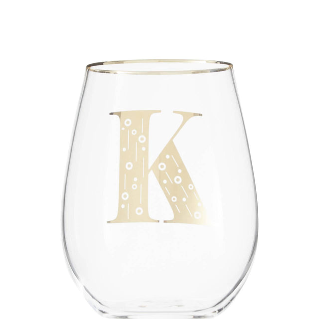 Letter K Stemless Wine Glass
