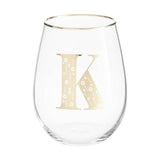 Letter K Stemless Wine Glass