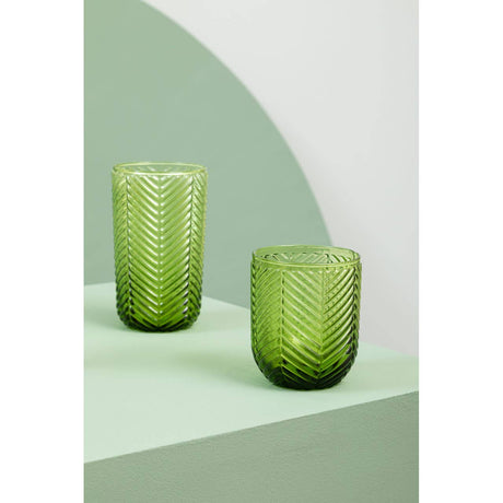Set Of Four Fleur Green Tumblers