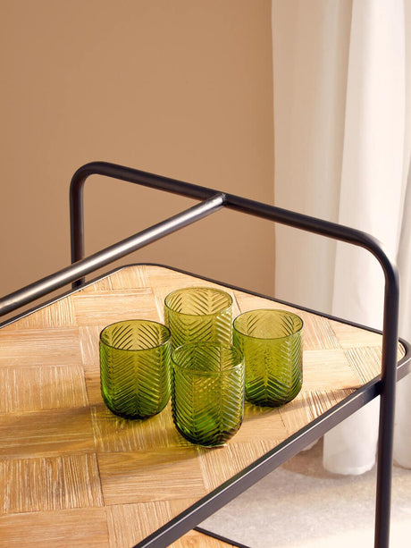 Set Of Four Fleur Green Tumblers