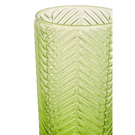 Set Of Four Fleur Green Highball Glasses