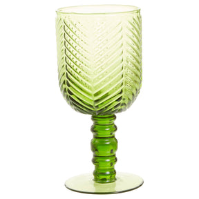 Set Of Four Fleur Green Wine Glasses