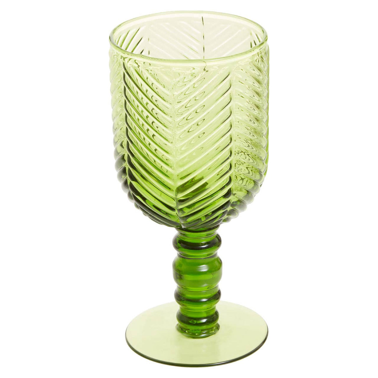 Set Of Four Fleur Green Wine Glasses