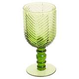 Set Of Four Fleur Green Wine Glasses