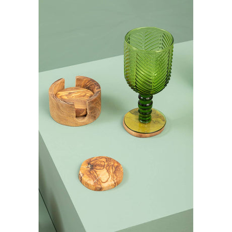 Set Of Four Fleur Green Wine Glasses