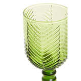Set Of Four Fleur Green Wine Glasses