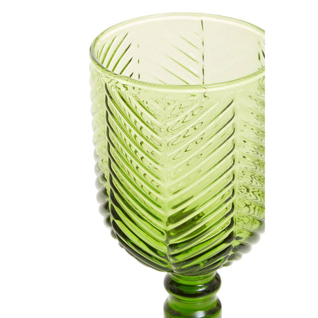 Set Of Four Fleur Green Wine Glasses