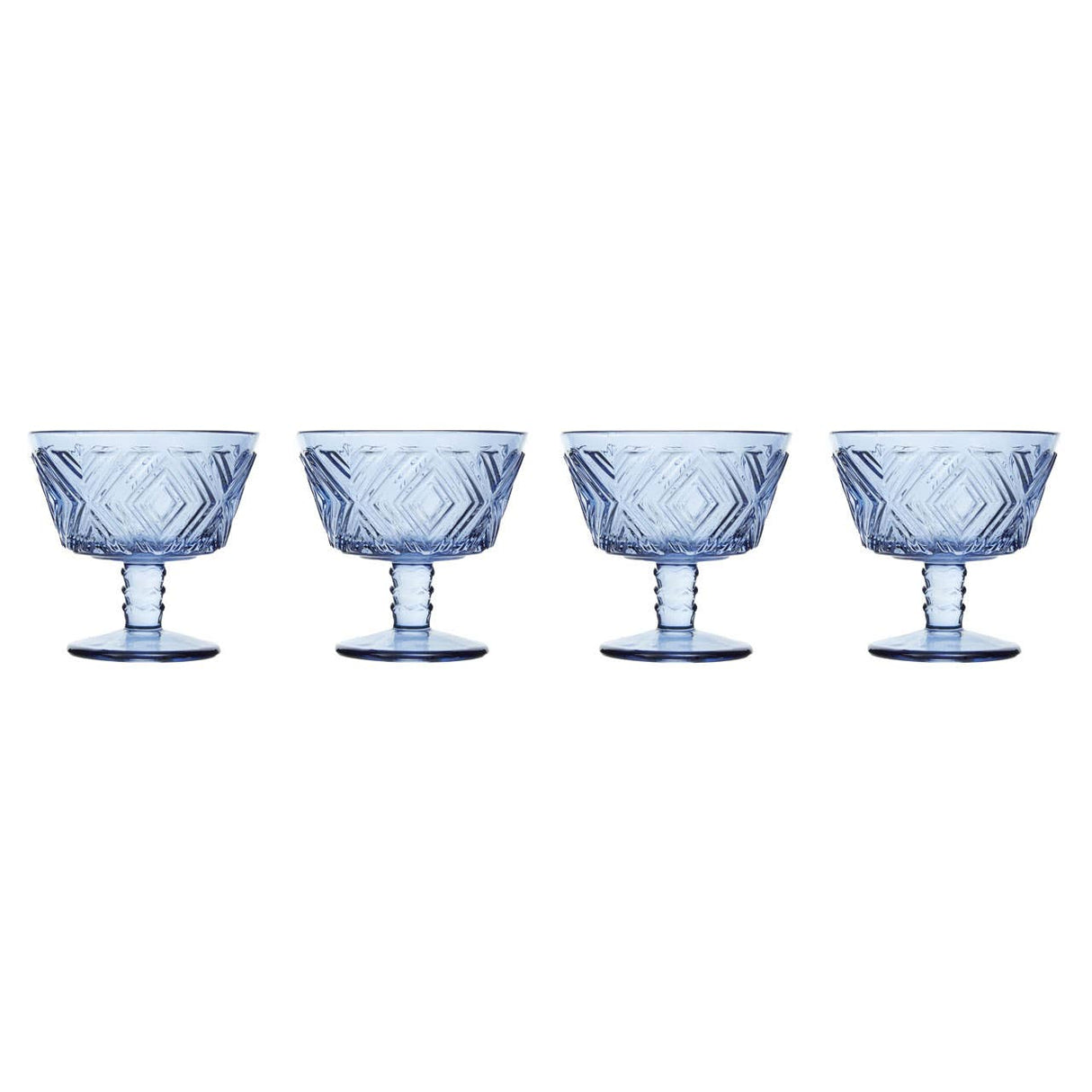 Set Of Four Fleur Blue Dessert Dishes