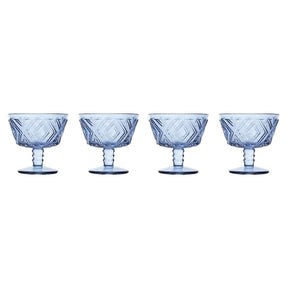 Set Of Four Fleur Blue Dessert Dishes