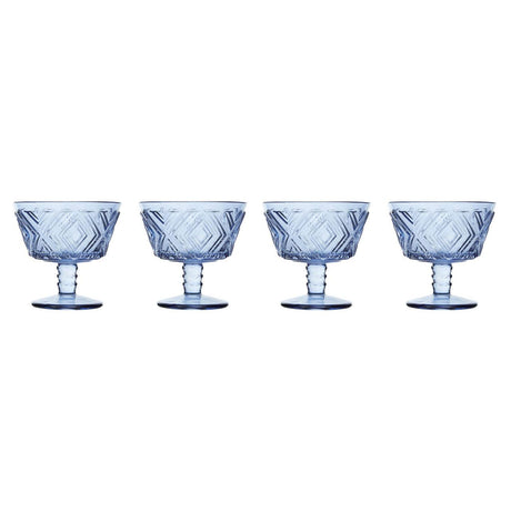 Set Of Four Fleur Blue Dessert Dishes