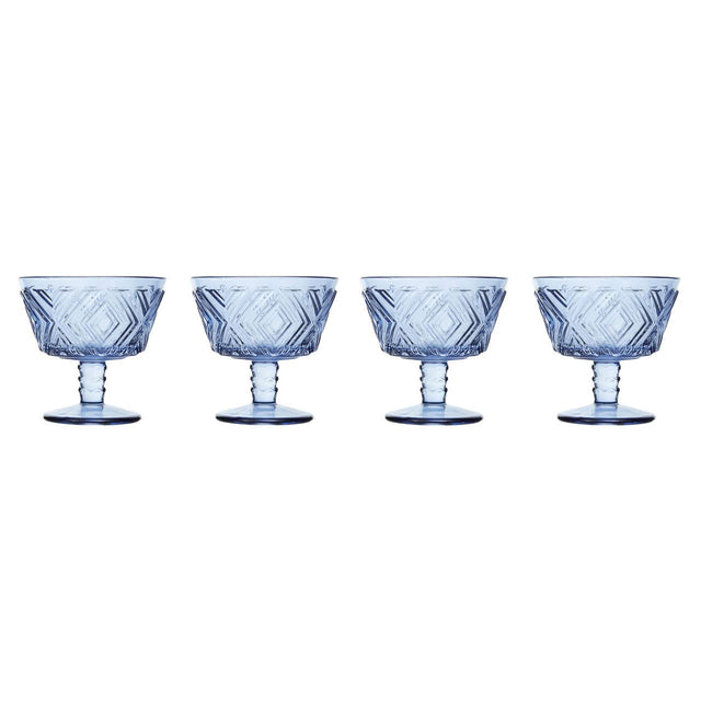 Set Of Four Fleur Blue Dessert Dishes