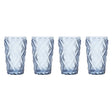 Set Of Four Fleur Blue Highball Glasses