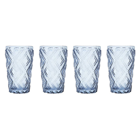 Set Of Four Fleur Blue Highball Glasses