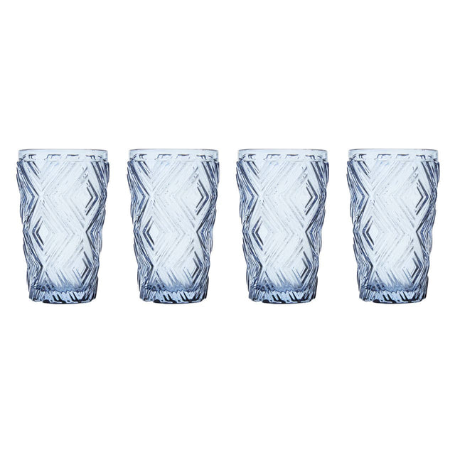 Set Of Four Fleur Blue Highball Glasses