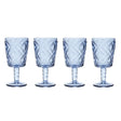 Set Of Four Fleur Blue Wine Glasses