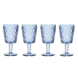 Set Of Four Fleur Blue Wine Glasses