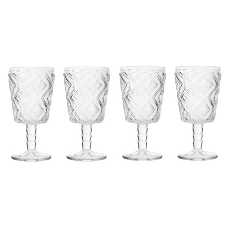 Set Of Four Fleur Wine Glasses