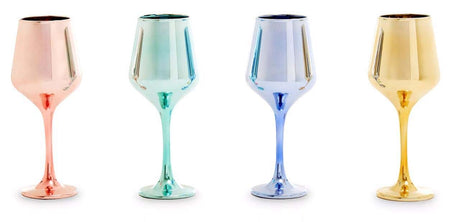 Set Of Four Wine Glasses In Assorted Colours