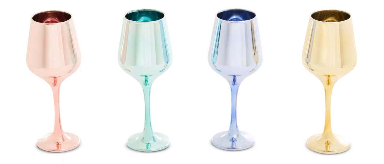 Set Of Four Wine Glasses In Assorted Colours