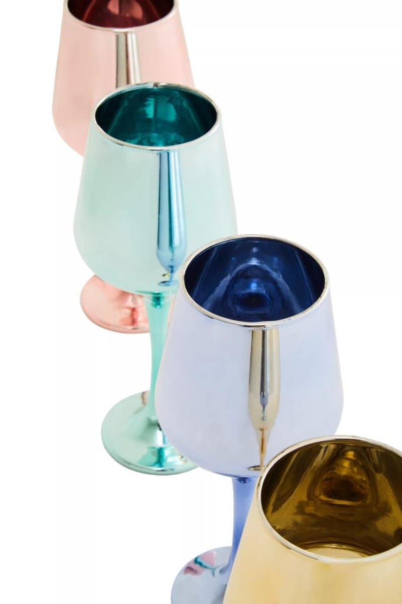 Set Of Four Wine Glasses In Assorted Colours