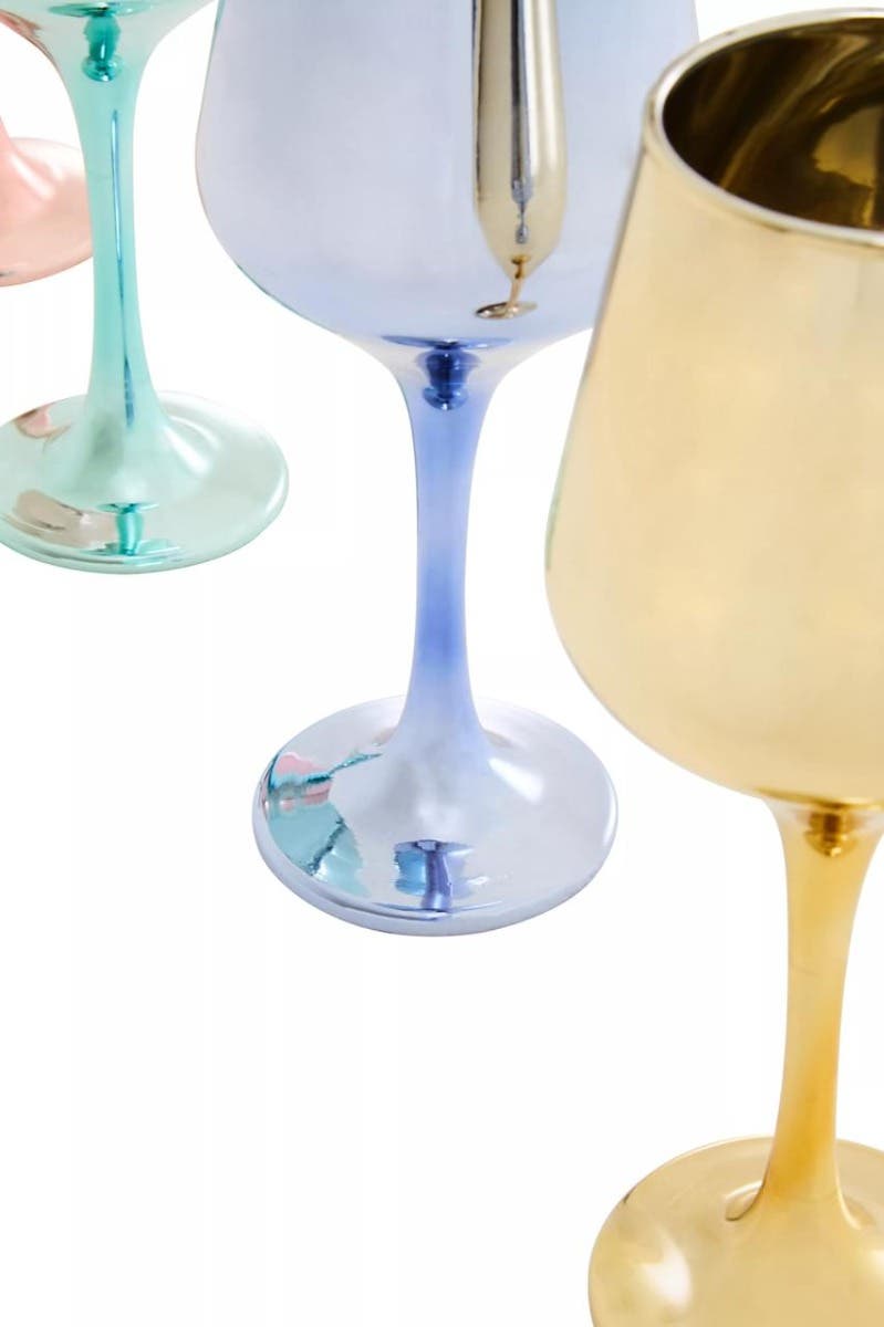 Set Of Four Wine Glasses In Assorted Colours