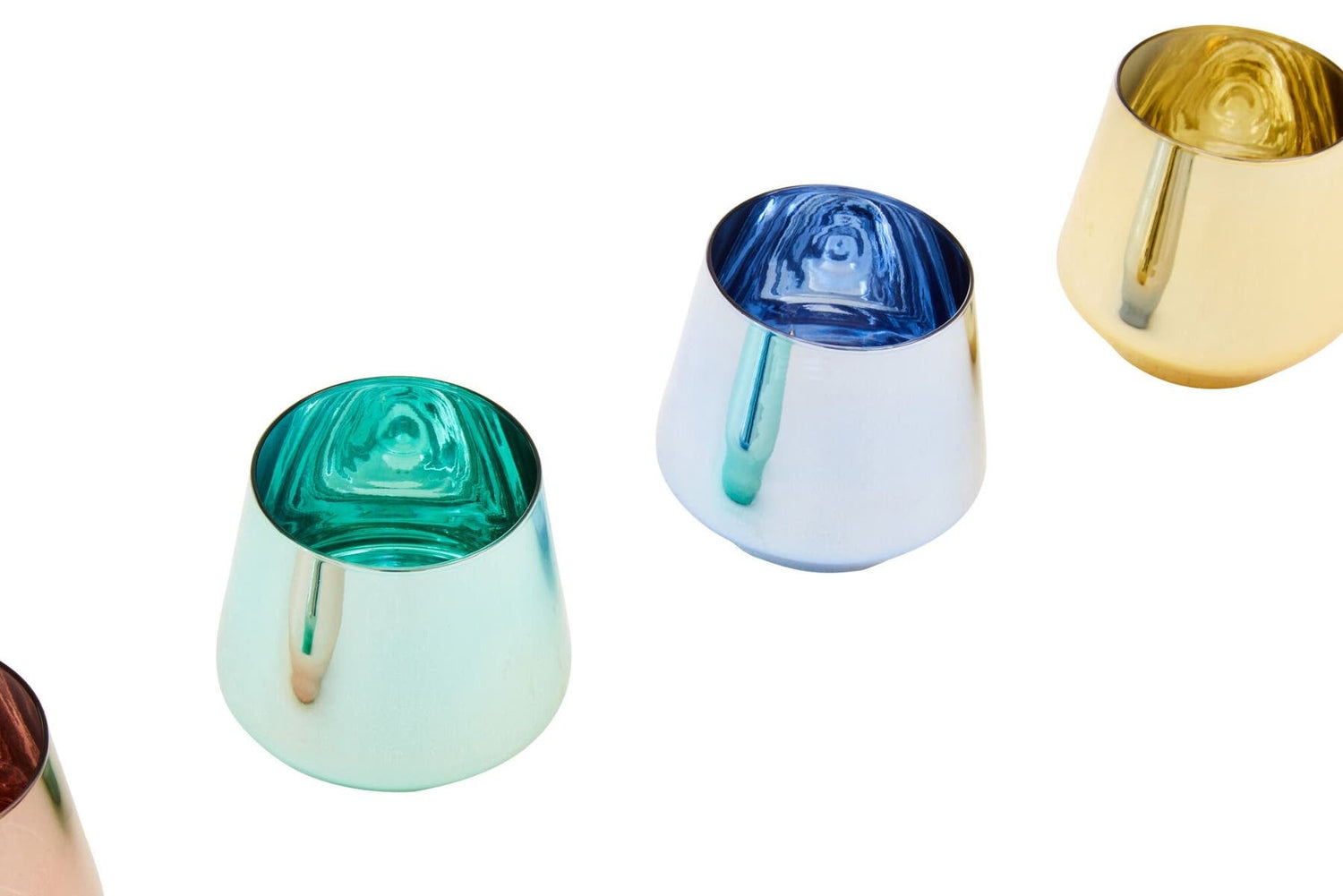 Set Of Four Glass Tumblers In Assorted Colours