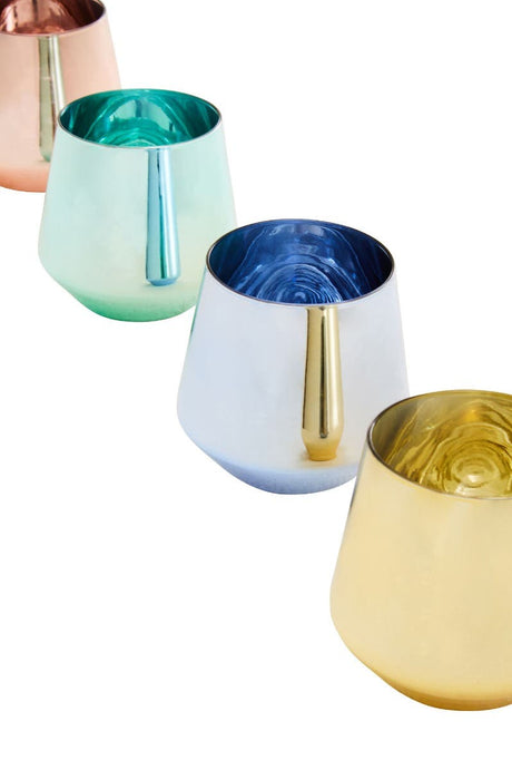 Set Of Four Glass Tumblers In Assorted Colours
