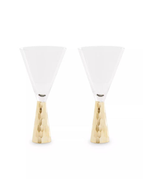 Set Of Two Astrid Wine Glasses With Gold Finish Stem