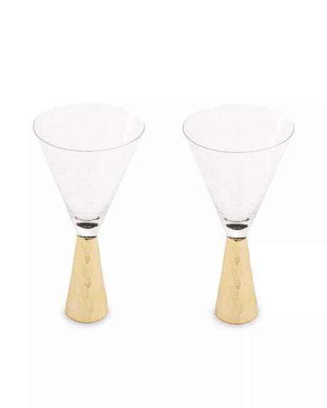 Set Of Two Astrid Wine Glasses With Gold Finish Stem