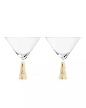 Set Of Two Cocktail Glasses With Gold Finish Stem