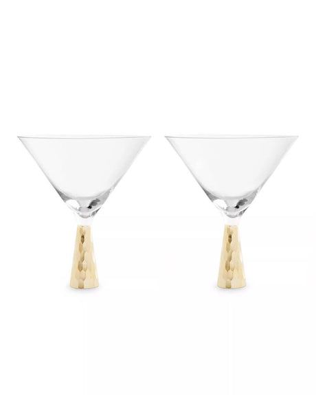 Set Of Two Cocktail Glasses With Gold Finish Stem