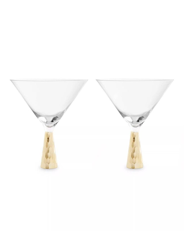 Set Of Two Cocktail Glasses With Gold Finish Stem