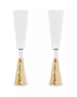 Set Of Two Champagne Glasses With Gold Finish Stem