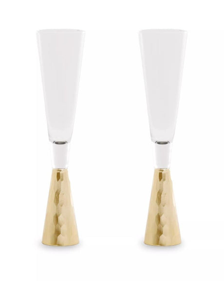 Set Of Two Champagne Glasses With Gold Finish Stem