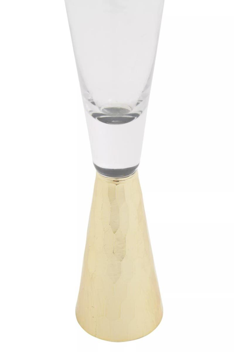 Set Of Two Champagne Glasses With Gold Finish Stem