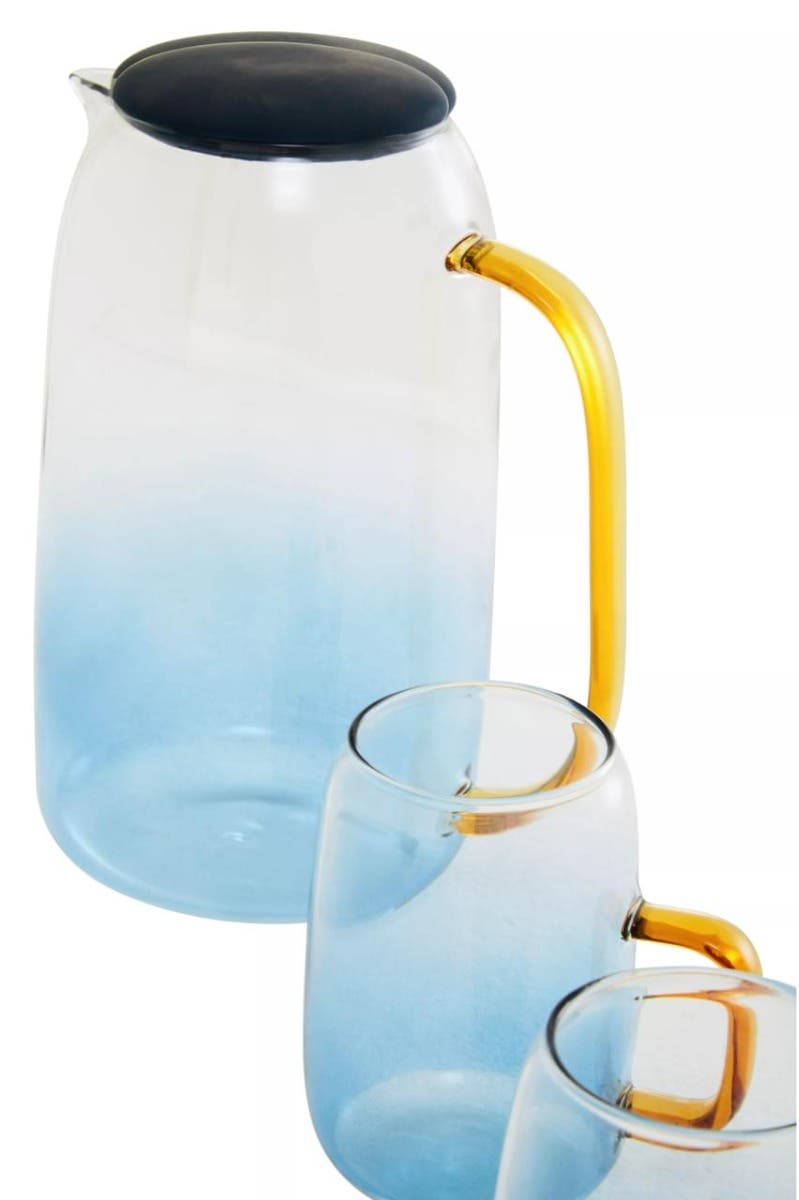 Noa Blue Glass And Jug Five Piece Set