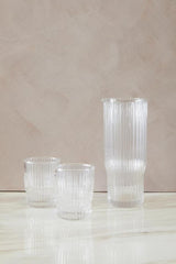 Juno Ribbed Glass And Jug Three Piece Set