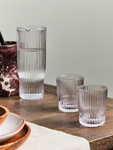 Juno Ribbed Glass And Jug Three Piece Set