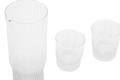 Juno Ribbed Glass And Jug Three Piece Set