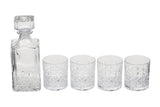 Diamond Pattern Decanter With Four Glasses